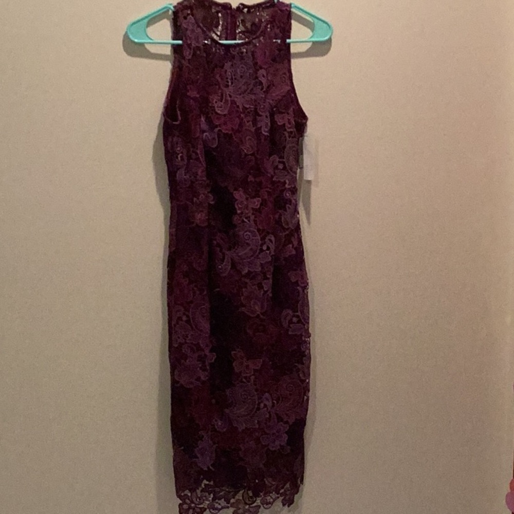 NWT White House Black Market lace purple shades dress in size 0